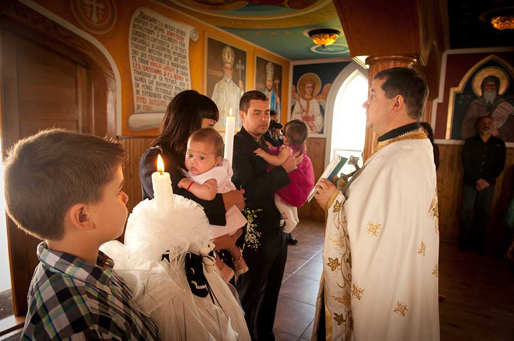 Family attending church